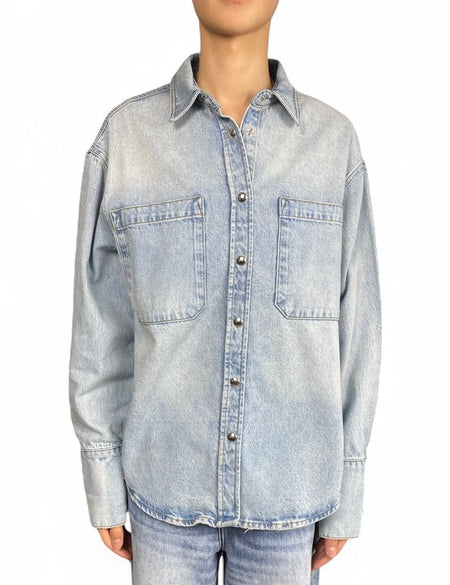 Anine Bing Light Wash Denim Long Sleeve Shirt  - S
