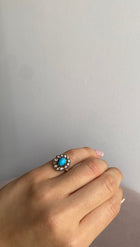Antique Victorian 14k Turquoise Diamond Cluster Ring - 6