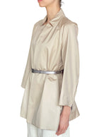 Giorgio Armani Beige Belted Silk-Blend Rain Jacket - IT 44 / US 8-10