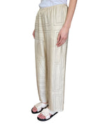 Toteme Beige Silk Logo Monogram Print Pyjama Lounge Pants - S