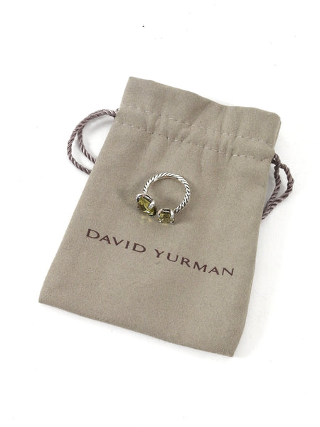 David Yurman Yellow Sterling Silver Quartz Chatelaine Bypass Ring