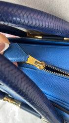 Hermes Vintage 1994 Gobi Blue Leather Hand Luggage Overnight Bag