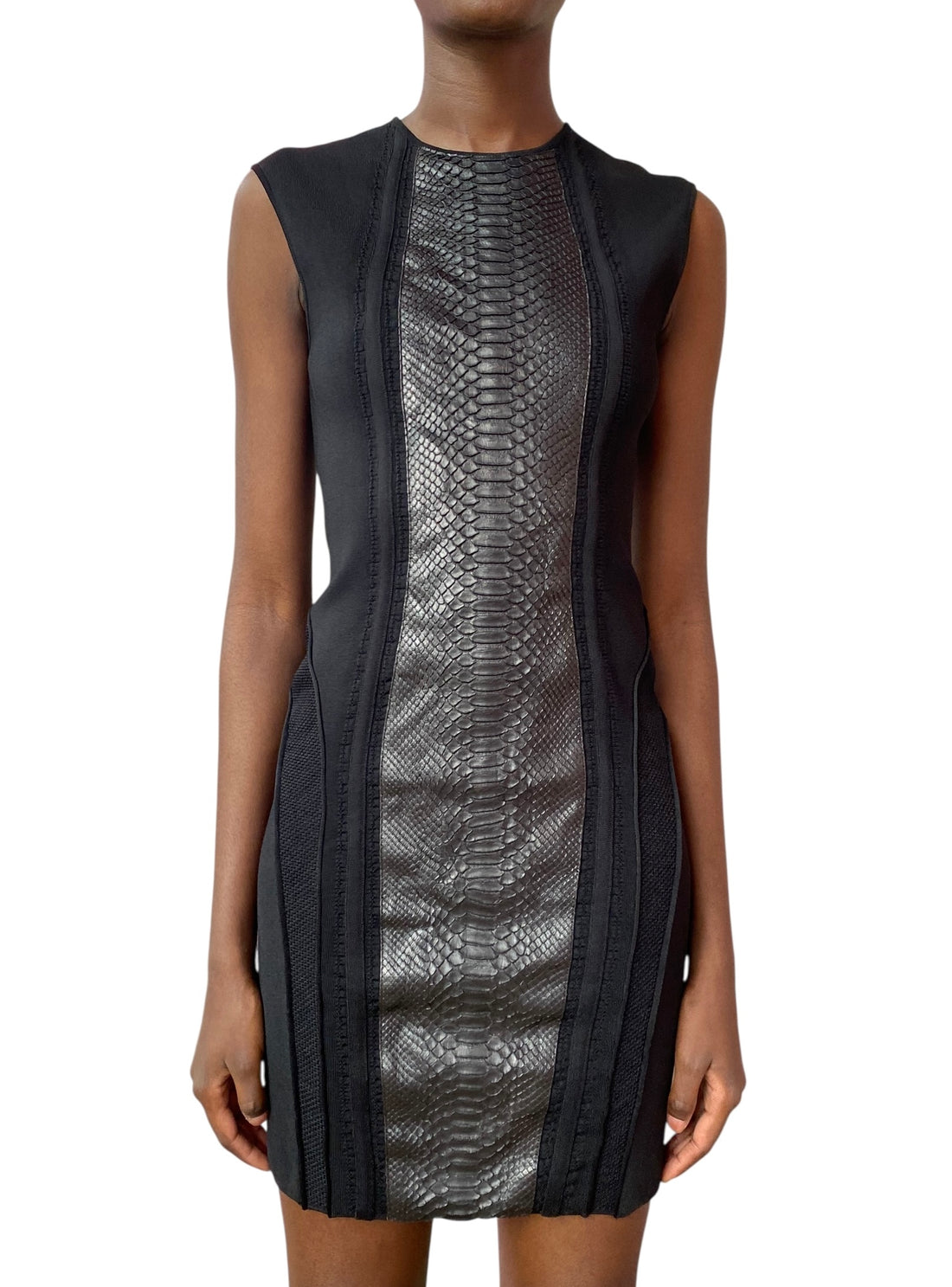 Roberto Cavalli Black Python Panelled Mini Dress - 40 / US 6