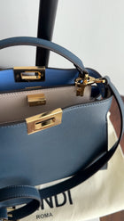 Fendi Navy Blue Leather Peekaboo Iconic Essentially Bag