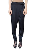 Brunello Cuncinelli Black Satin Wrap Waist Trousers - IT 42 / US 6