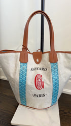 Goyard 2025 Turquoise and Tan Linen Canvas Reversible Balhaera Tote