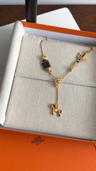 Hermes Grande Parade Cheval Gold and Blue Enamel Necklace