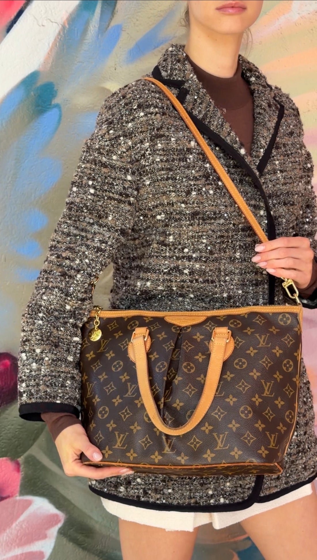 Louis Vuitton Brown Monogram Coated Canvas and Leather Palermo Two Way Bag PM