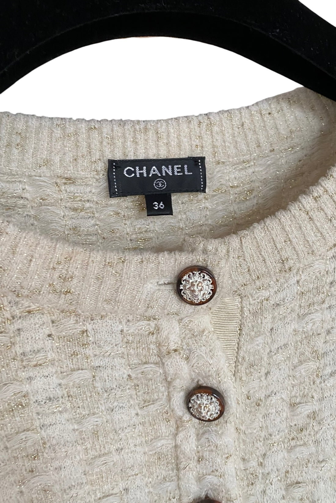 Chanel 17A Ivory Metallic Houndstooth Tweed Knit Mini Dress - FR 36 / US 2-4