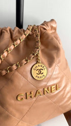 Chanel Medium Drawstring 22 Bag in Caramel and GHW