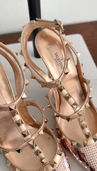 Valentino Rosegold Rockstud Sequin Cage Heels - 40 / 39