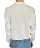 Brunello Cucinelli White Knit Ribbed Polo Sweater - S