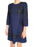Dolce & Gabbana Navy Floral Lace Applique Mini Dress - 46 / US 10