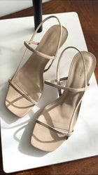 Reformation Light Taupe / Beige Strappy Leather Heel Sandals - 7