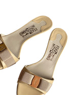Ferragamo Beige Bow Logo Mules.