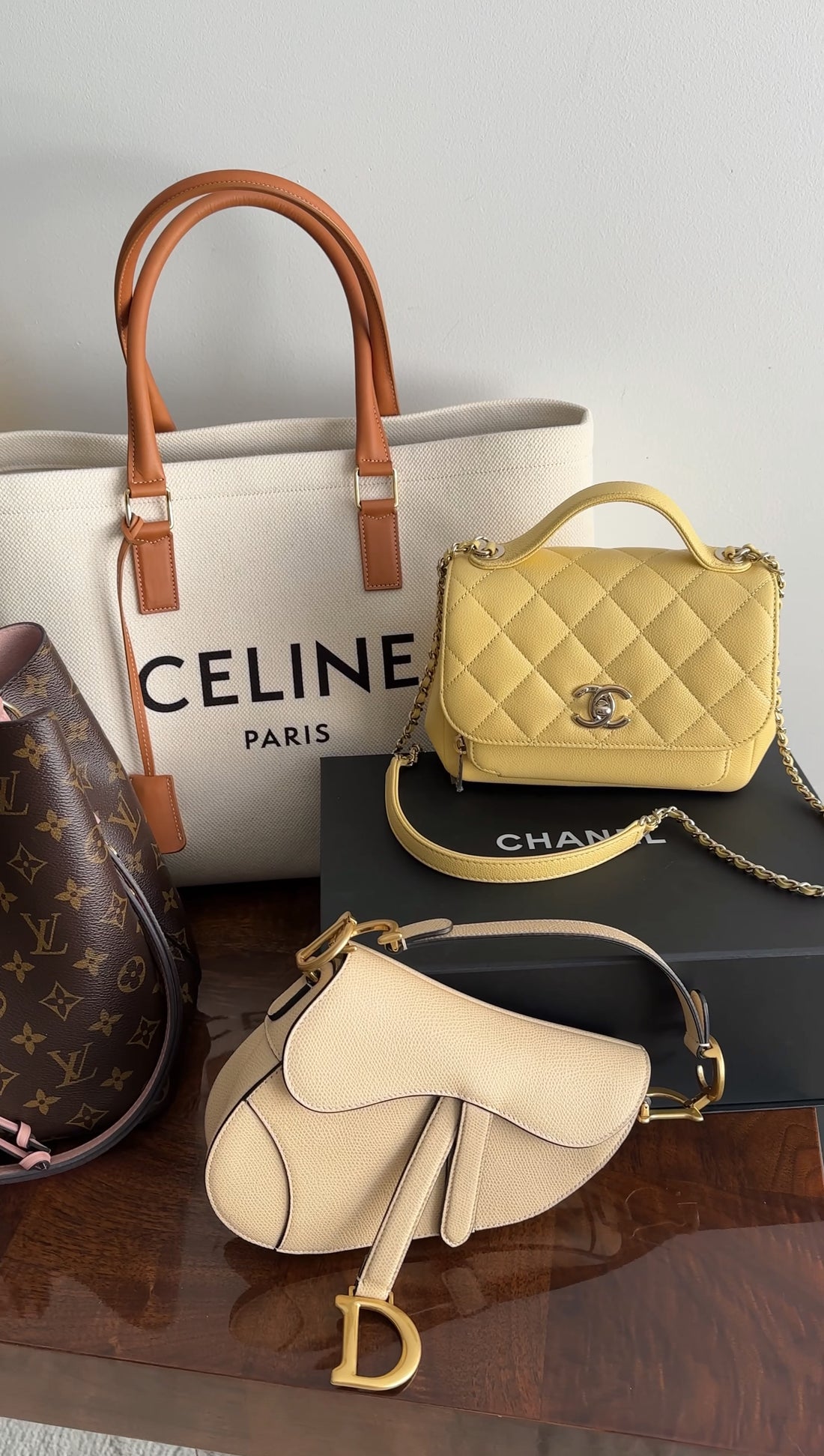 Christian Dior 2019 Light Beige Grained Leather Mini Saddle Bag