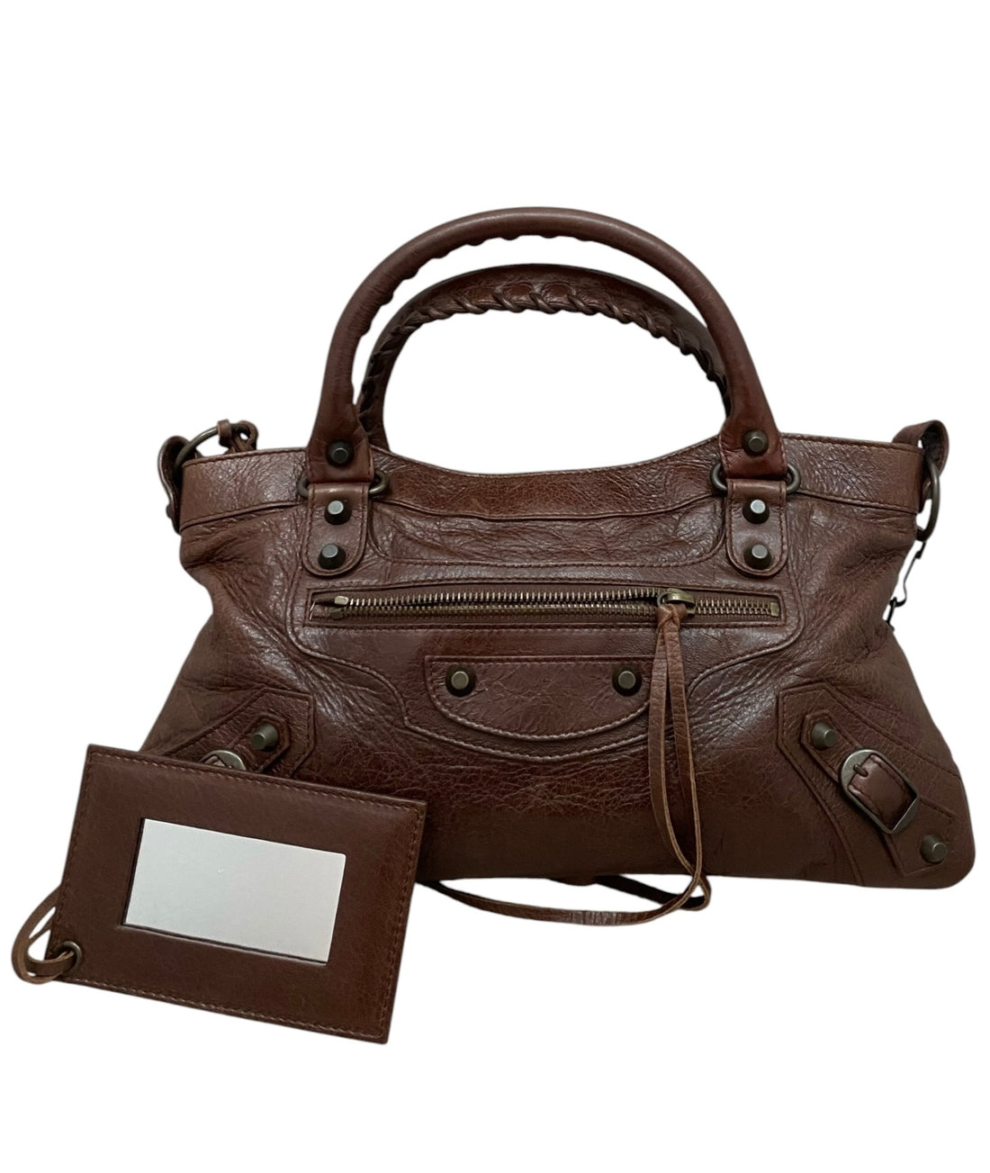 Balenciaga Brown Leather Moto Classic First Bag