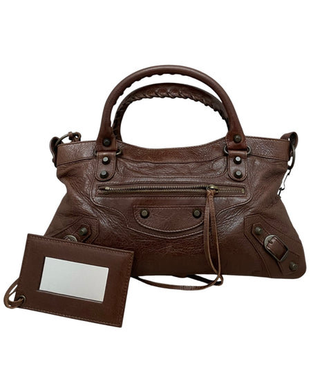 Balenciaga Brown Leather Moto Classic First Bag