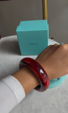 Tiffany  Co. Red Black Marbled Elsa Perretti Lacquer Bangle - M