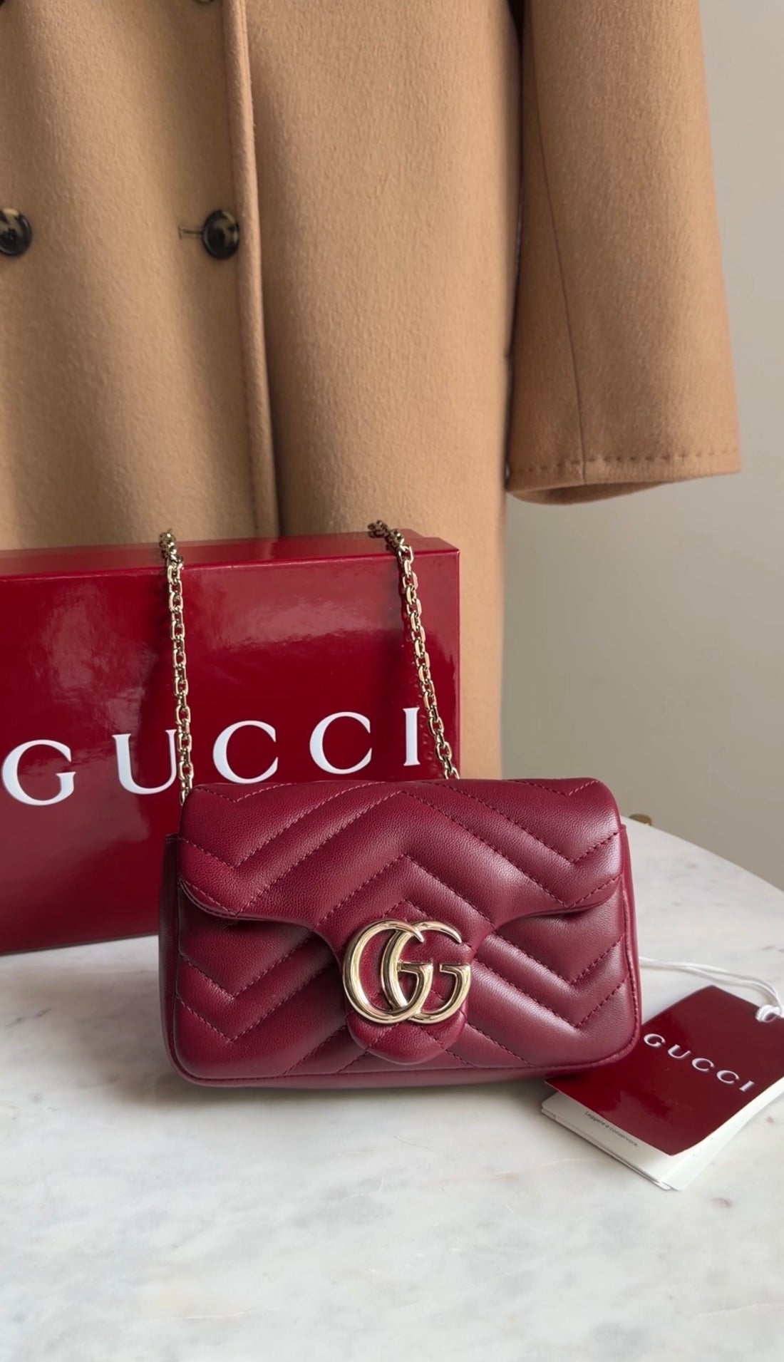 Gucci Red Marmont Mini Rosso Ancora Red Shoulder Chain Bag