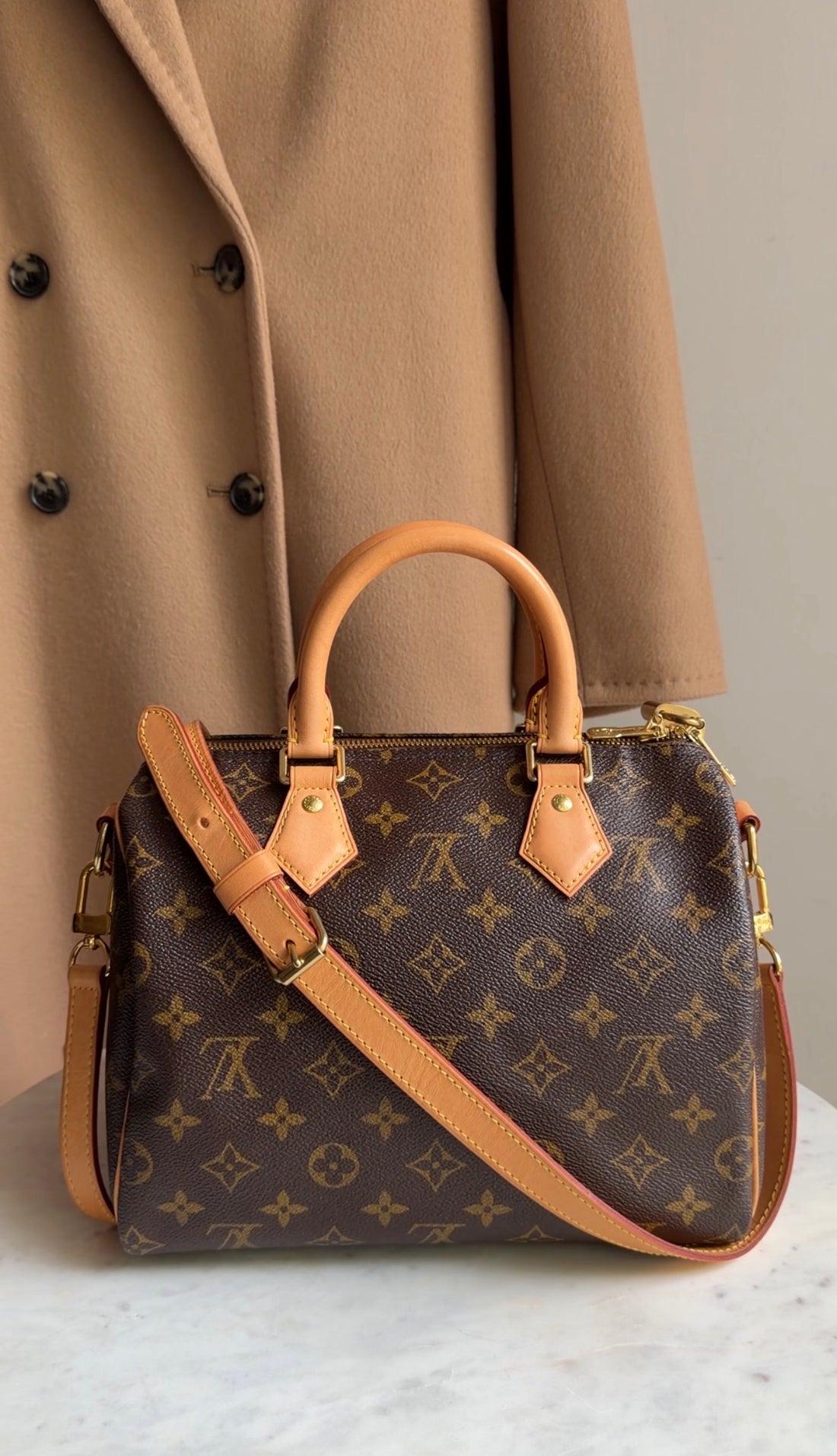 Louis Vuitton Brown Monogram Coated Canvas Speedy Bandoulière 25