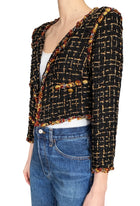 Chanel Cruise 2011 Black & Orange Multicolour Tweed Cropped Cardigan - FR 42 / US 8