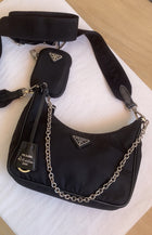 Prada Re-Edition 2005 Black Nylon Two-Way Chain Shoulder Crossbody Bag