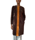 Roksanda Ilincic Brown & Orange Shearling Coat - US 8