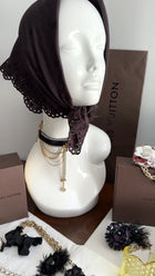 Louis Vuitton Black Velvet and Gold Chain Charms Choker Necklace