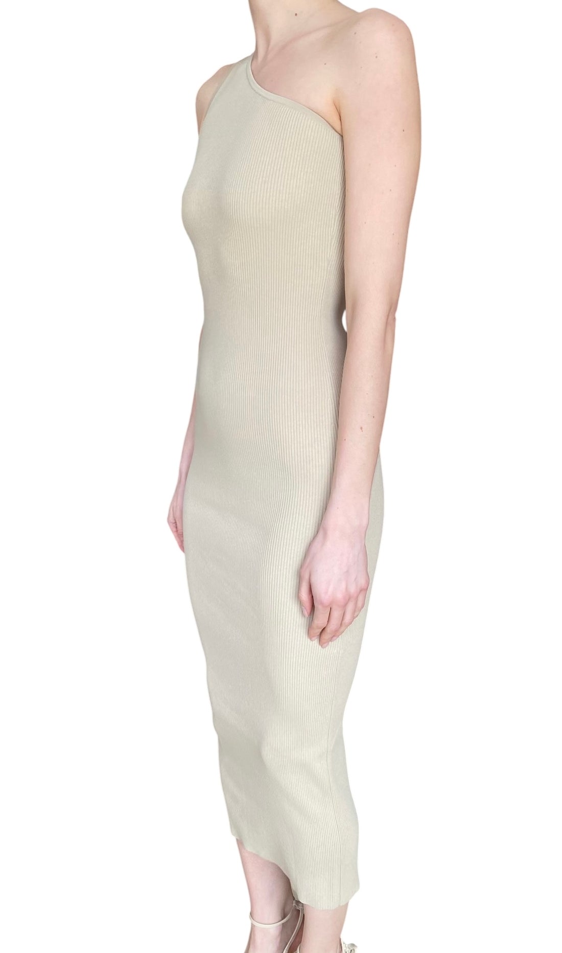 Toteme Beige One-Shoulder Ribbed Dress - XS / US 0-2