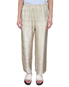 Toteme Beige Silk Logo Monogram Print Pyjama Lounge Pants - S
