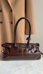 Prada Brown Medium Leather Bonnie Shoulder Bag Medium