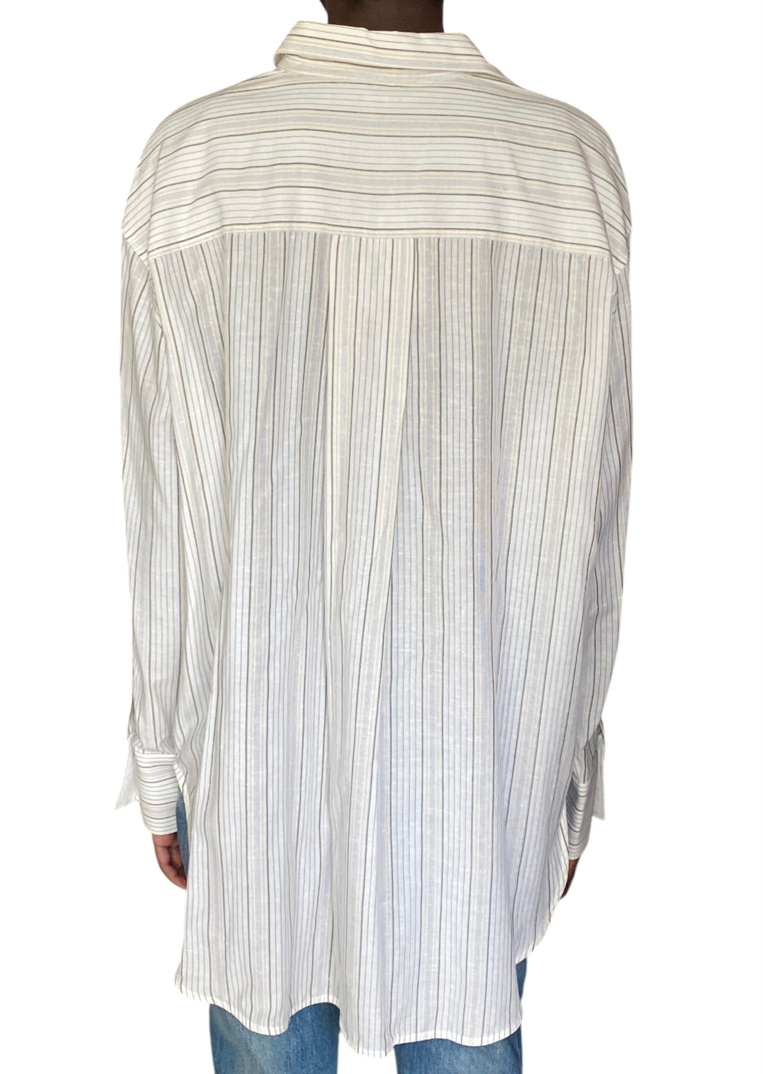 Toteme Beige Striped Oversized Silk Blend Shirt - 38 / US 4-6