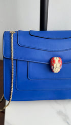 Bvlgari Cobalt Blue Leather Serpenti Forever Flap Bag