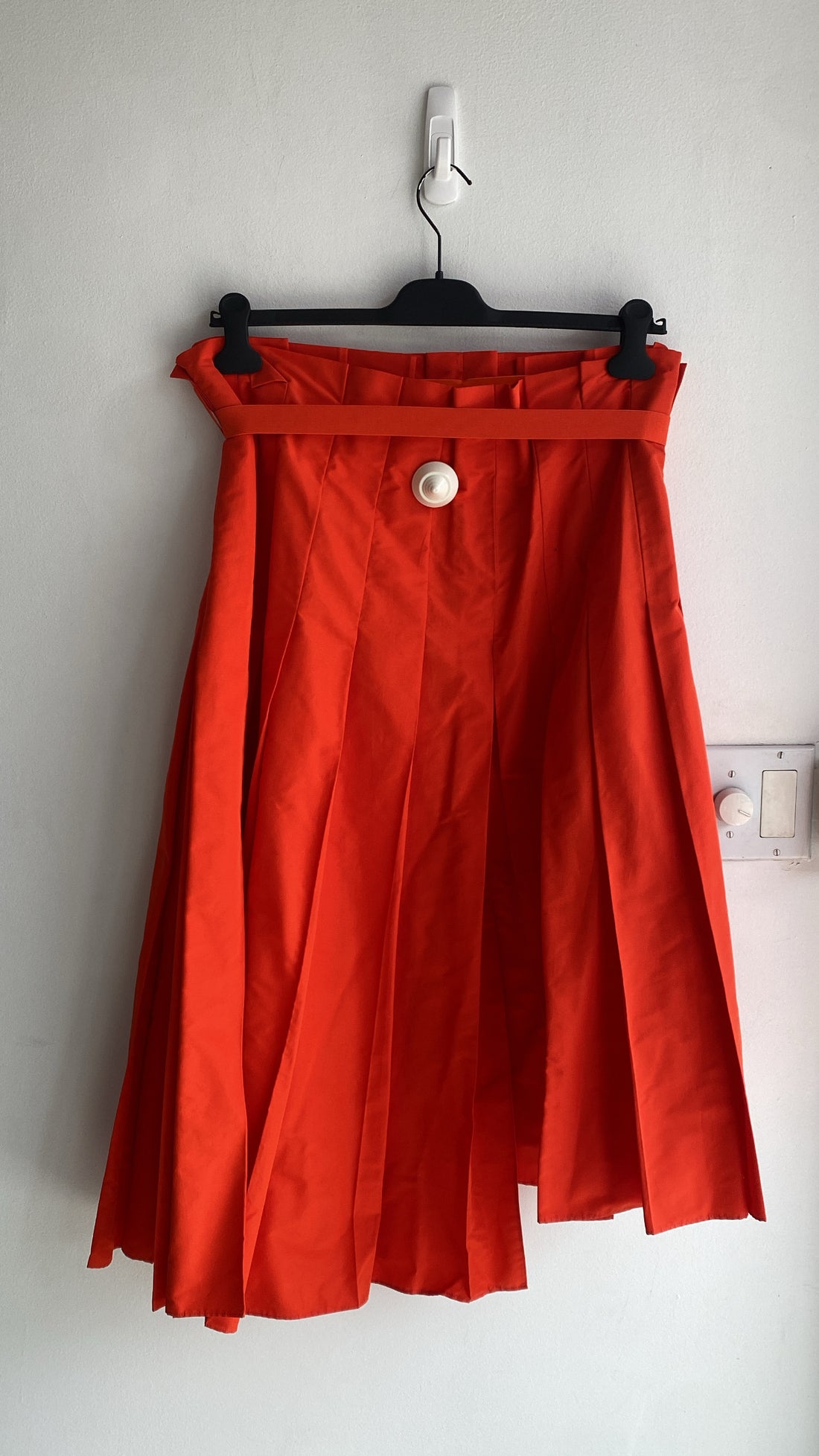 Fendi Orange Pleated Asymmetrical Skirt
