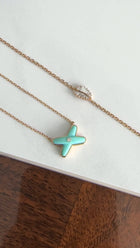 Chaumet 18k Rose Gold Diamond Turquoise Jeux de Liens Pendant Necklace