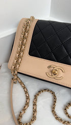 Chanel Mademoiselle Vintage Beige and Black Small Full Flap Bag