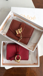 Chloe Red Leather Small Alphabet Trifold Wallet