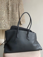 The Attico Medium La Passeggiata Slate Grey Leather Tote Bag