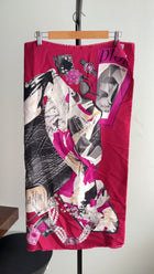 Christian Dior Magenta Silk Cannage Handbag Scarf