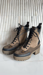 Louis Vuitton Taupe Monogram Laureate Desert Platform Ankle Boots - 7
