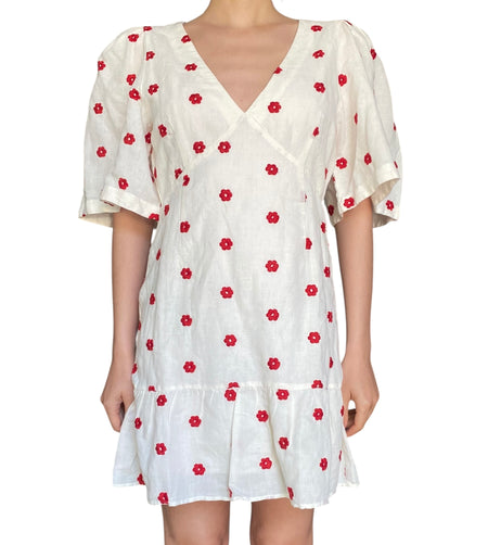 Rhode White Cotton Floral Printed Dress- 6