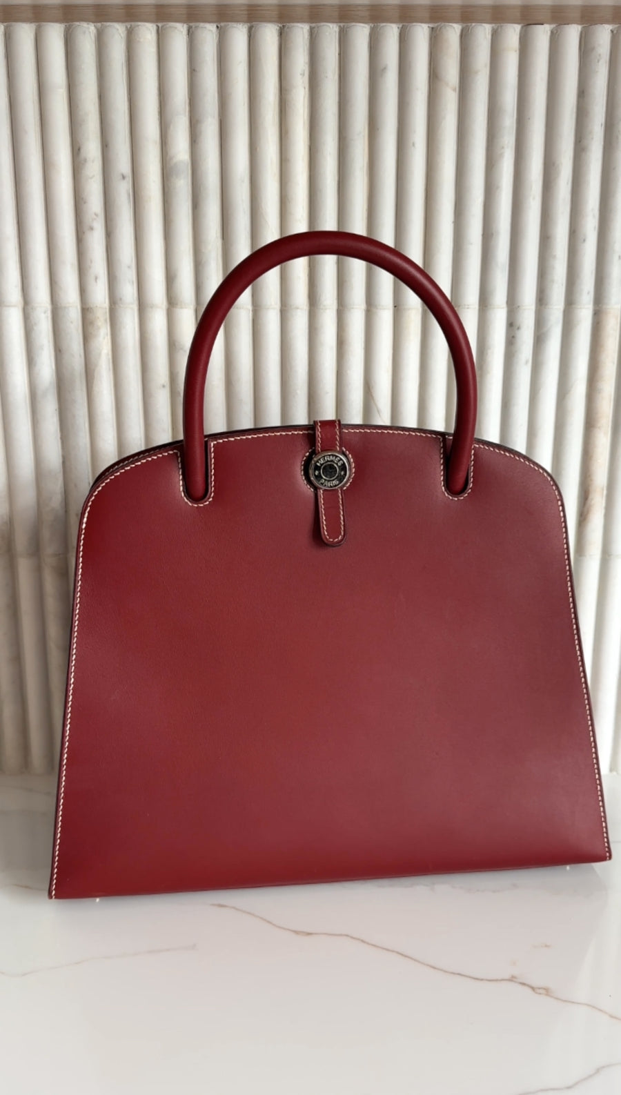 Hermès Vintage 2001 Rouge H Box Calf Leather Dalvy Top Handle Bag