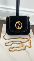Gucci 1973 Black Small GG Logo Leather Crossbody Bag