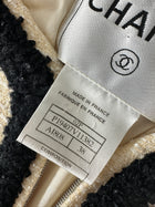 Chanel 02P Vintage Ivory and Black Tweed Zip Fitted Jacket - FR38 / 6