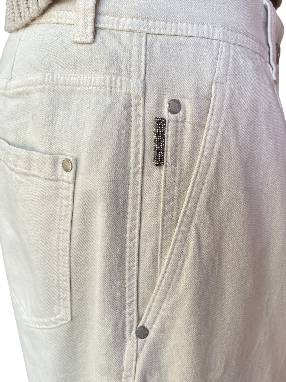 Brunello Cucinelli Ivory Loose Sartorial Straight Leg Denim - US 6