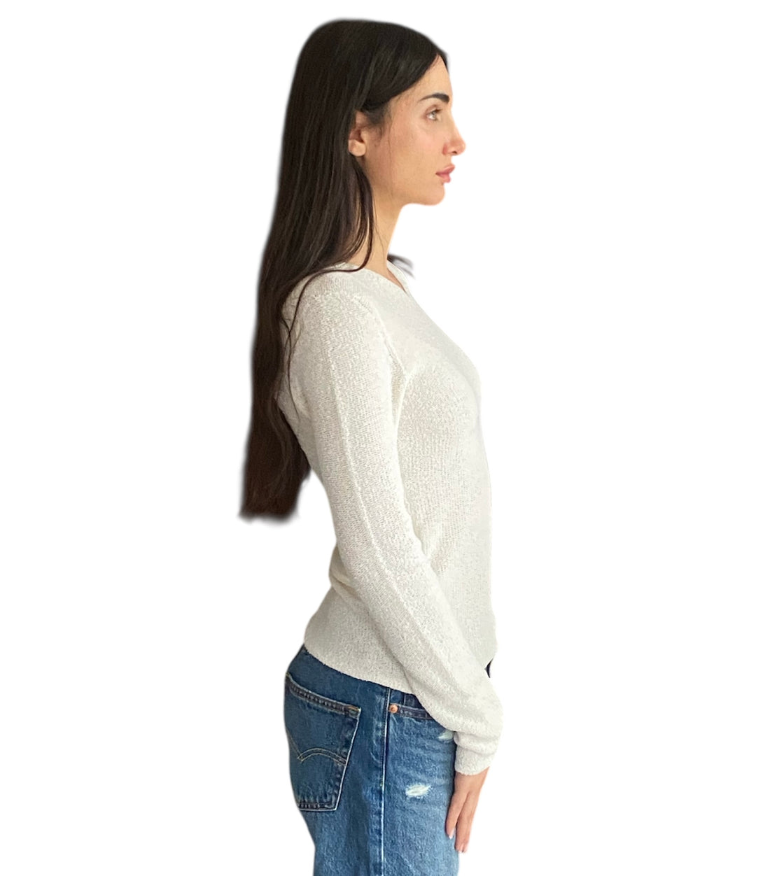 Toteme Ivory Paper Yarn Boucle Knit Sweater - S