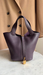 Hermes Cassis Picotin 18 N5 Cassis Dark Purple 2019 Clemence GHW Bag