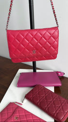 Chanel Red Calfskin Leather Quilted Timeless Wallet on Chain