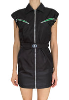 Bottega Veneta Black Nylon Zip Up Shirt Dress - US 0-2